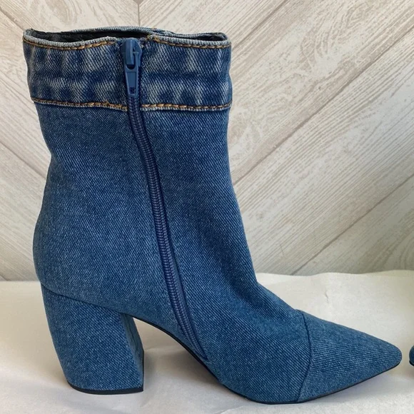 NEW Jeffrey Campbell Finite denim block heel booties 6 - Picture 10 of 14
